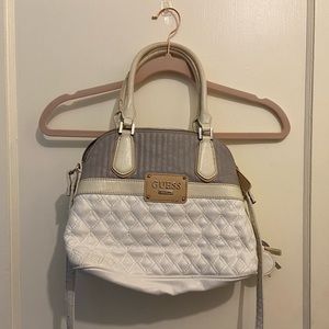 Guess Quilted White and Purple Bag
